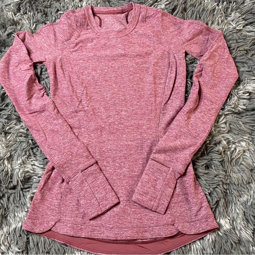 Lululemon Women's Long Sleeve Heathered Pink Active Top